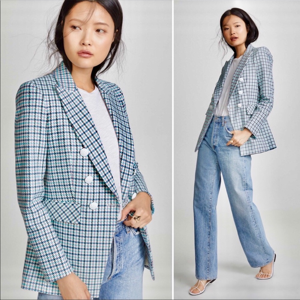 Veronica Beard Plaid Houndstooth Blazer
